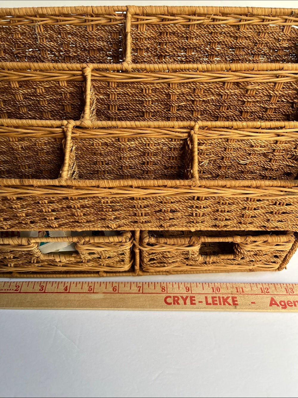 Vintage Wicker Woven Rattan Desk Organizer Office Storage - Picture 6 of 8